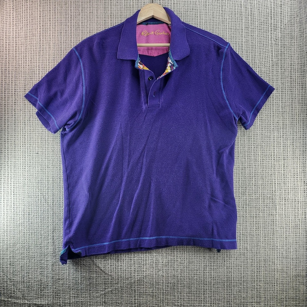 Robert‎ Graham Polo Shirt Mens Large Purple Classic Fit Short Sleeve Knit